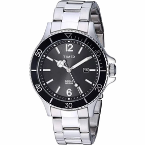 Timex Men's Watch - Harborside Quartz Black Dial Silver Tone Bracelet | TW2R64600JT
