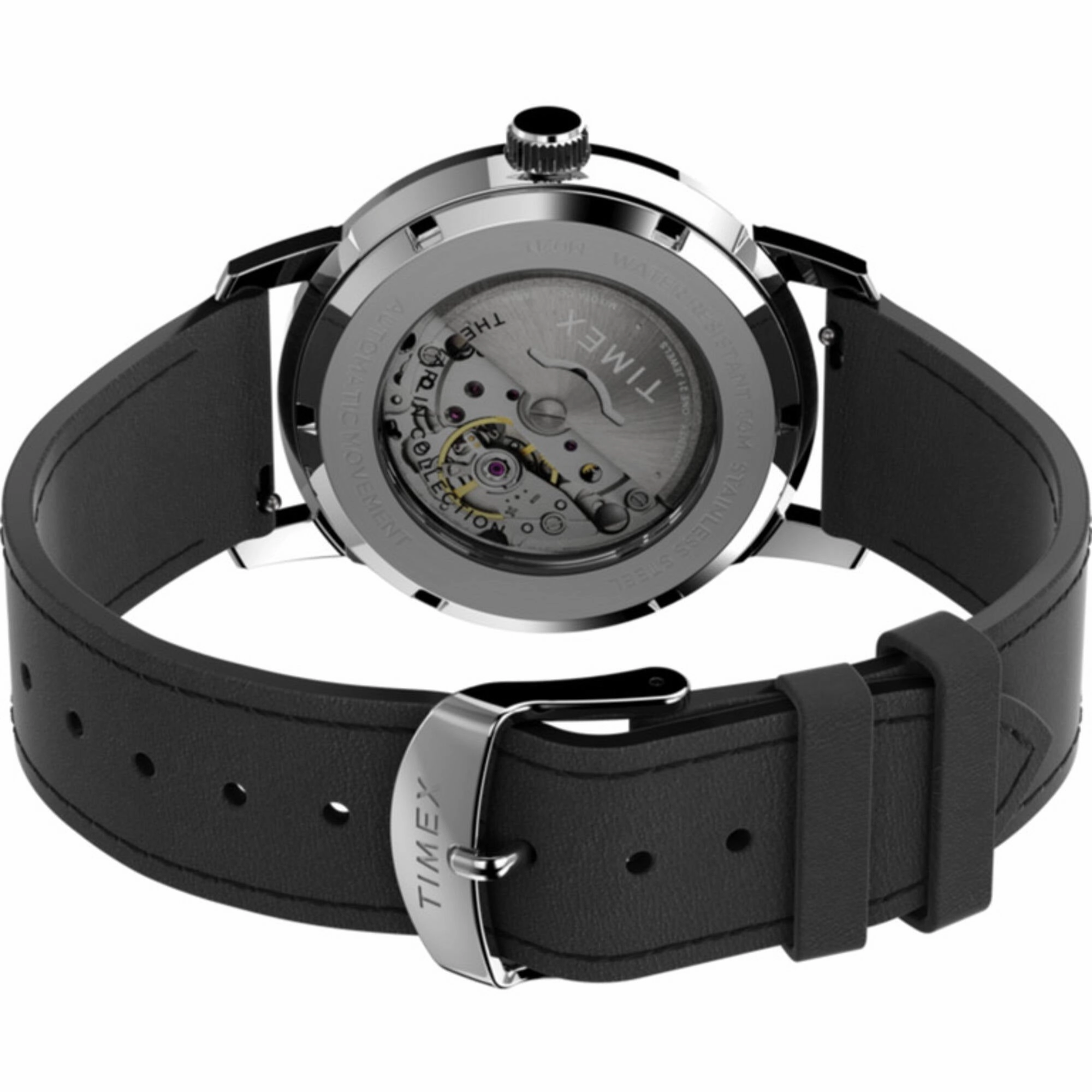 Timex Men's Watch - Marlin Automatic Green Dial Black Leather Strap | TW2V44600ZV