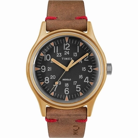 Timex Men's Watch - MK1 Quartz Black Dial Brown Genuine Leather Strap | TW2R96700