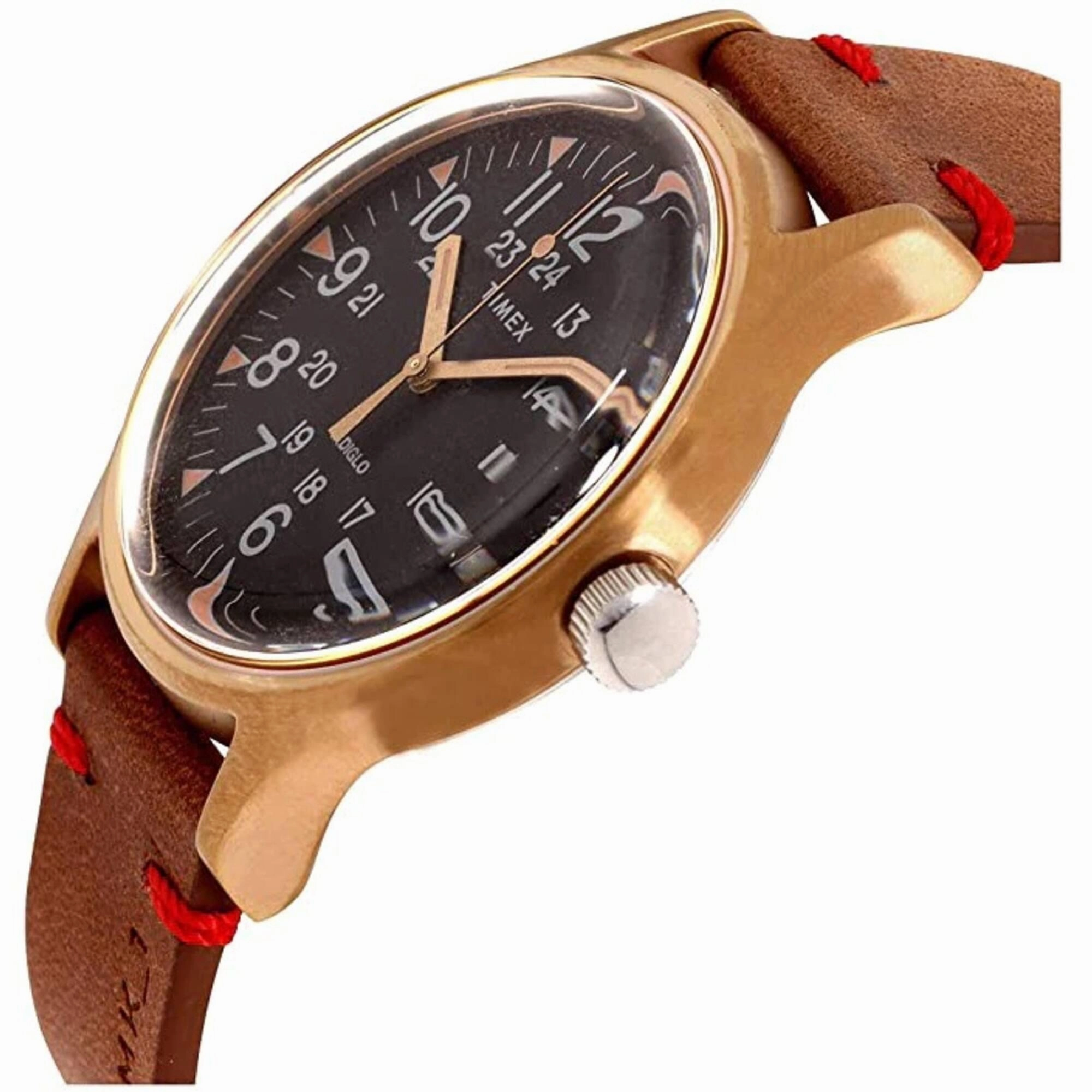 Timex Men's Watch - MK1 Quartz Black Dial Brown Genuine Leather Strap | TW2R96700