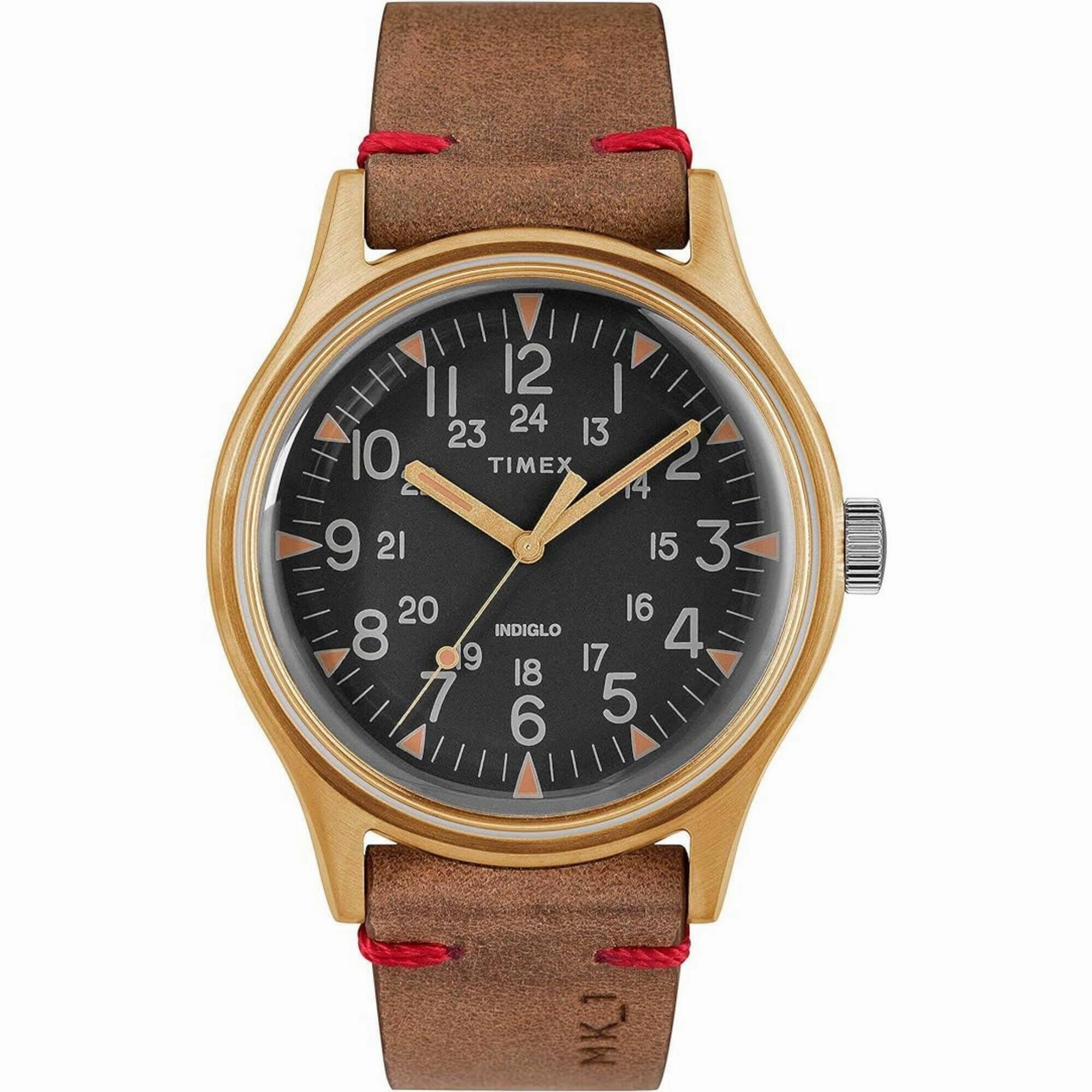 Timex Men's Watch - MK1 Quartz Black Dial Brown Genuine Leather Strap | TW2R96700