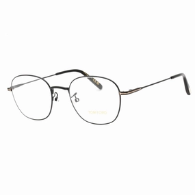 Tom Ford Men's Eyeglasses - Shiny Black Metal Round Full Rim Frame | FT5790-K 001