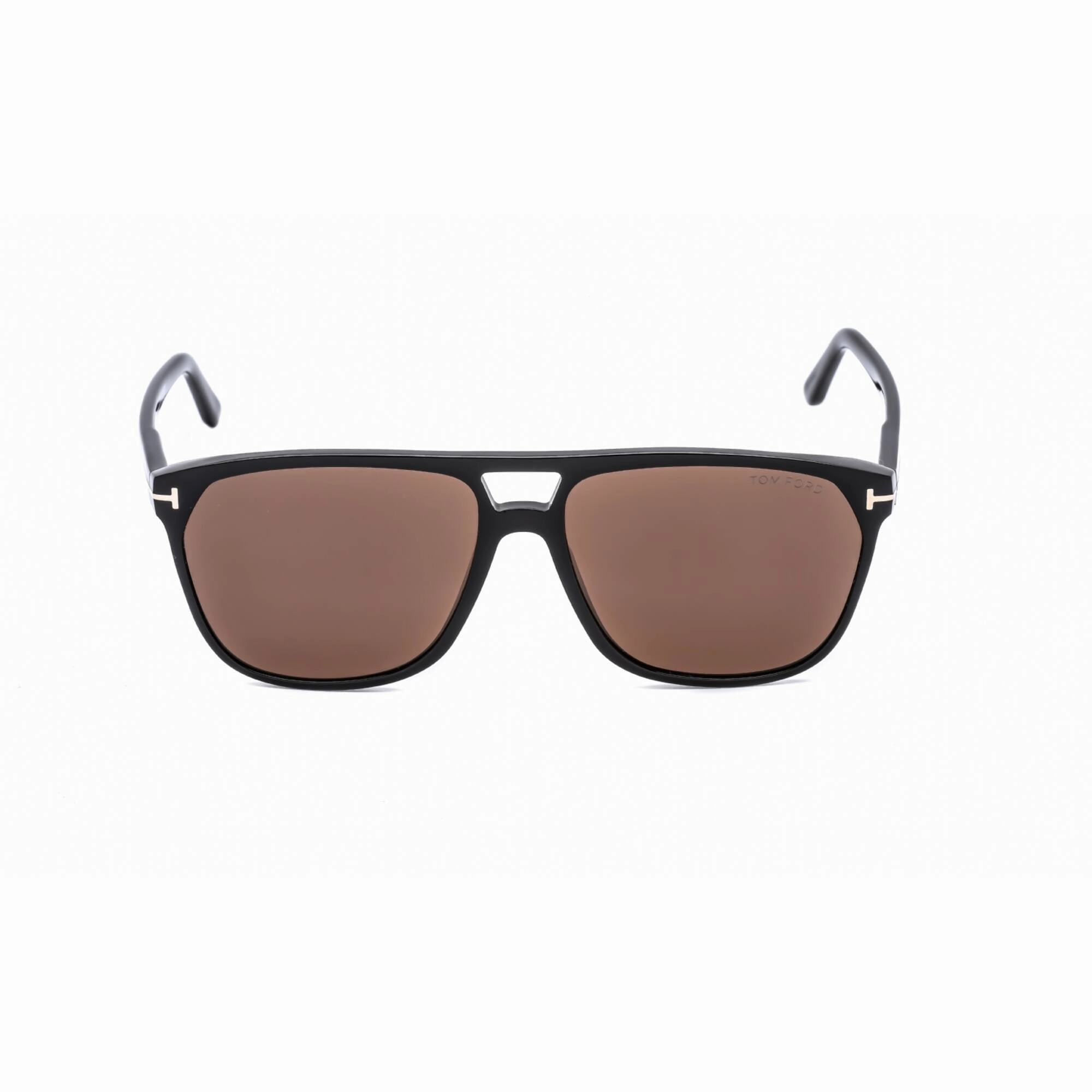 Tom Ford Men's Sunglasses - Shiny Black Metal Pilot Frame Brown Lens | FT0679 01E