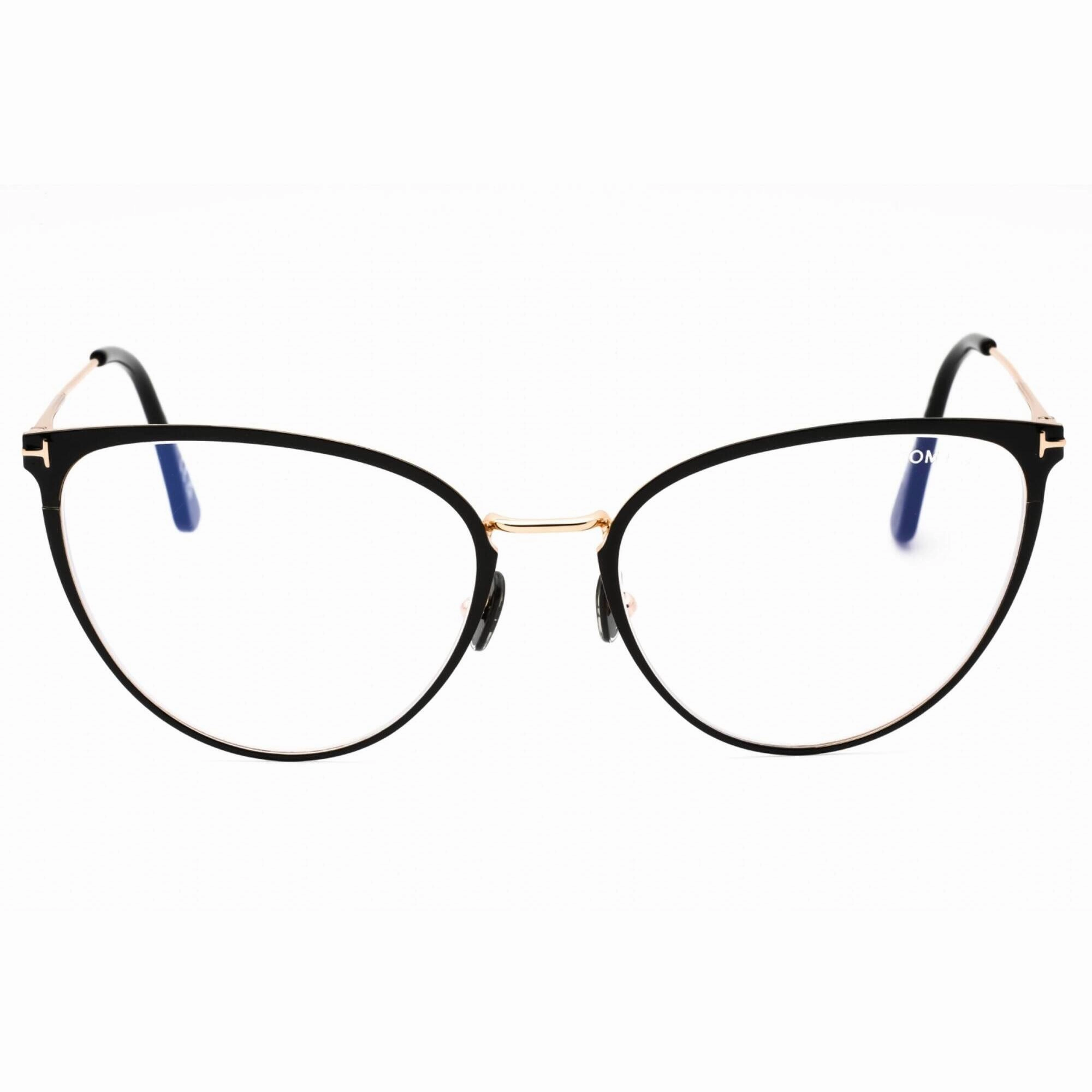 Tom Ford Women's Eyeglasses - Shiny Black Cat Eye Metal Full Rim Frame | FT5840-B 001