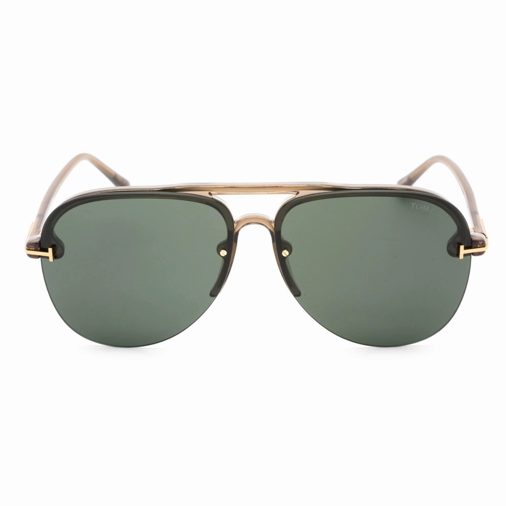 Tom Ford Women's Sunglasses - Half Rim Shiny Light Brown Plastic Aviator | FT1004 45N