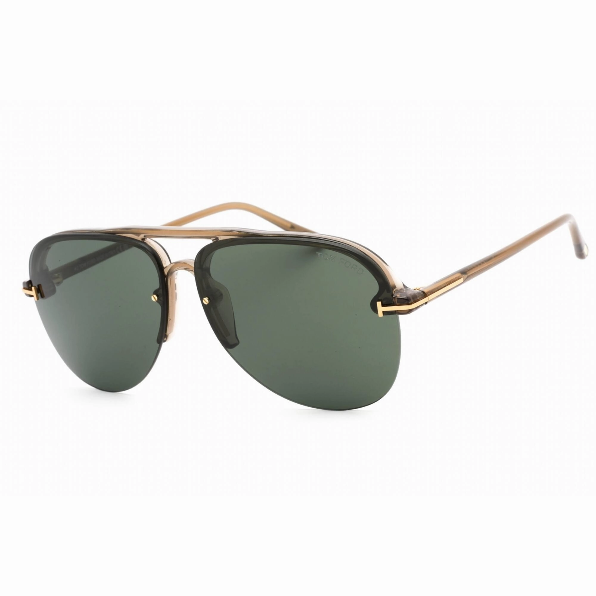 Tom Ford Women's Sunglasses - Half Rim Shiny Light Brown Plastic Aviator | FT1004 45N
