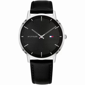 Tommy Hilfiger Men's Watch - James Black Dial Genuine Leather Strap Quartz | 1791651