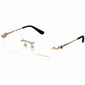 Tory Burch Women's Eyeglasses - Round Shape Shiny Light Gold Metal Frame | TY1059 3265