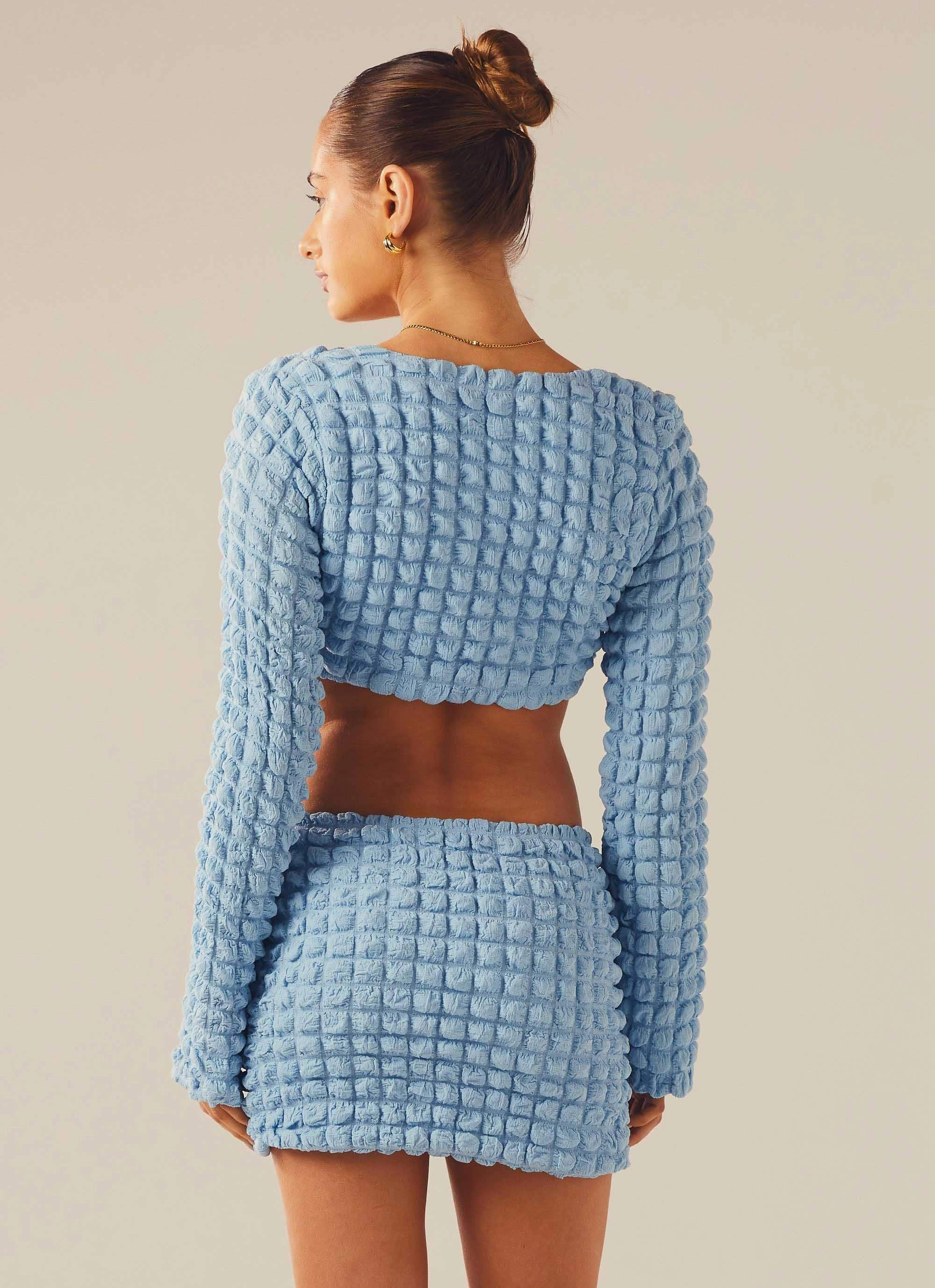 Unfoolish Twist Crop Top - Sky Blue