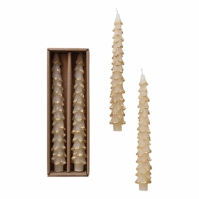 Unscented Tree Shaped Taper Candles - Set of 2 - 10"