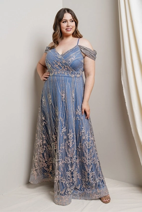Vanessa Dress in Blue - Plus
