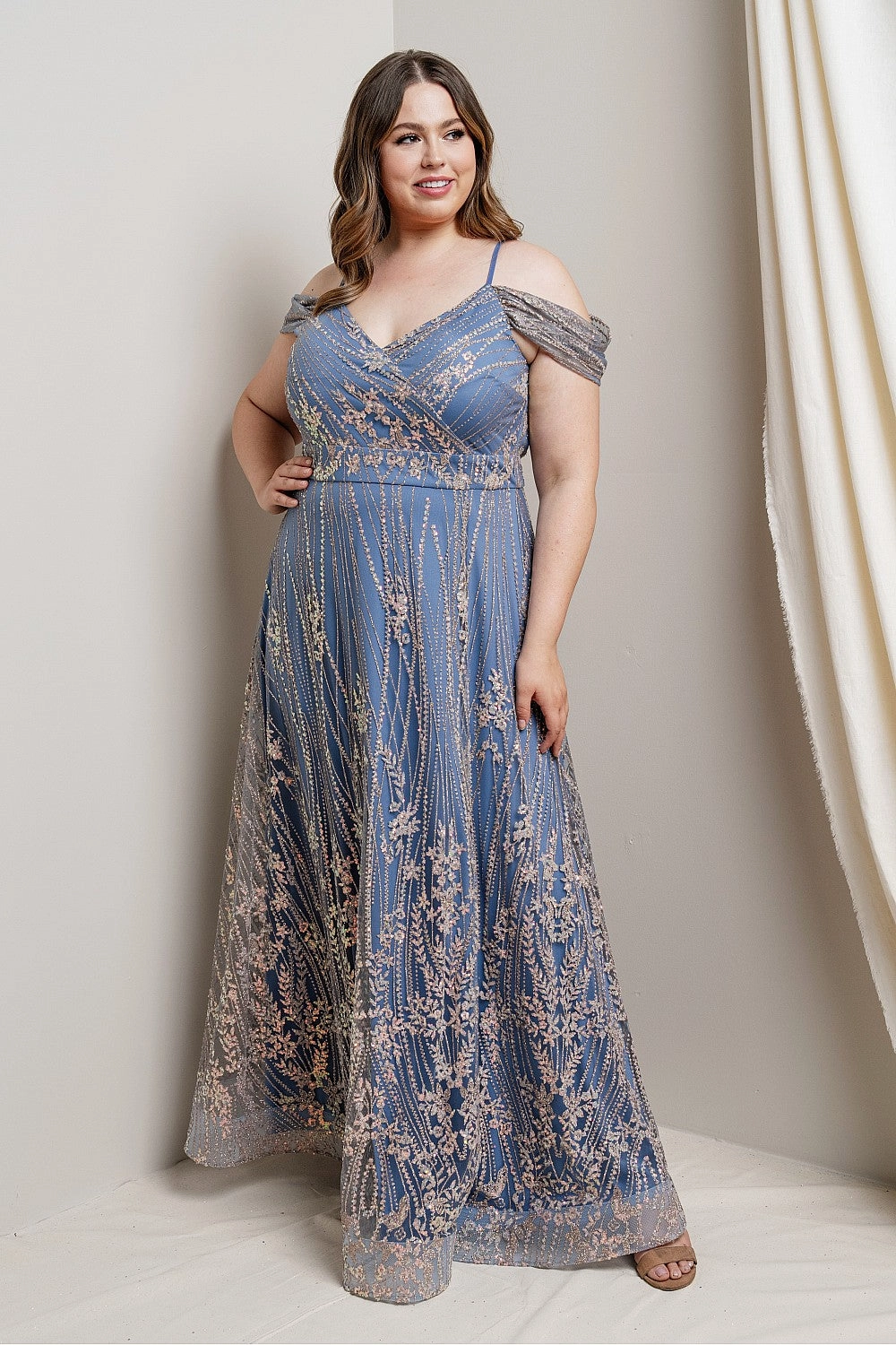 Vanessa Dress in Blue - Plus