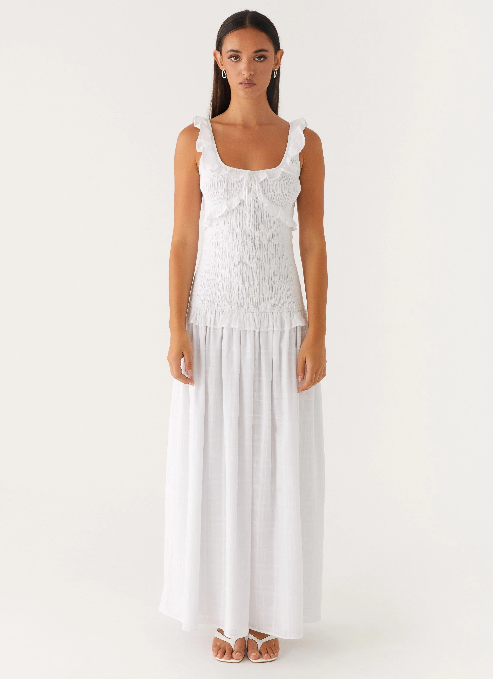 Westlyn Shirred Maxi Dress - White