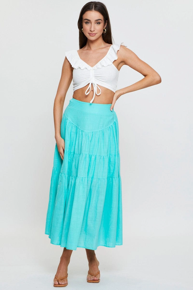 White Frill Detail Top Crop