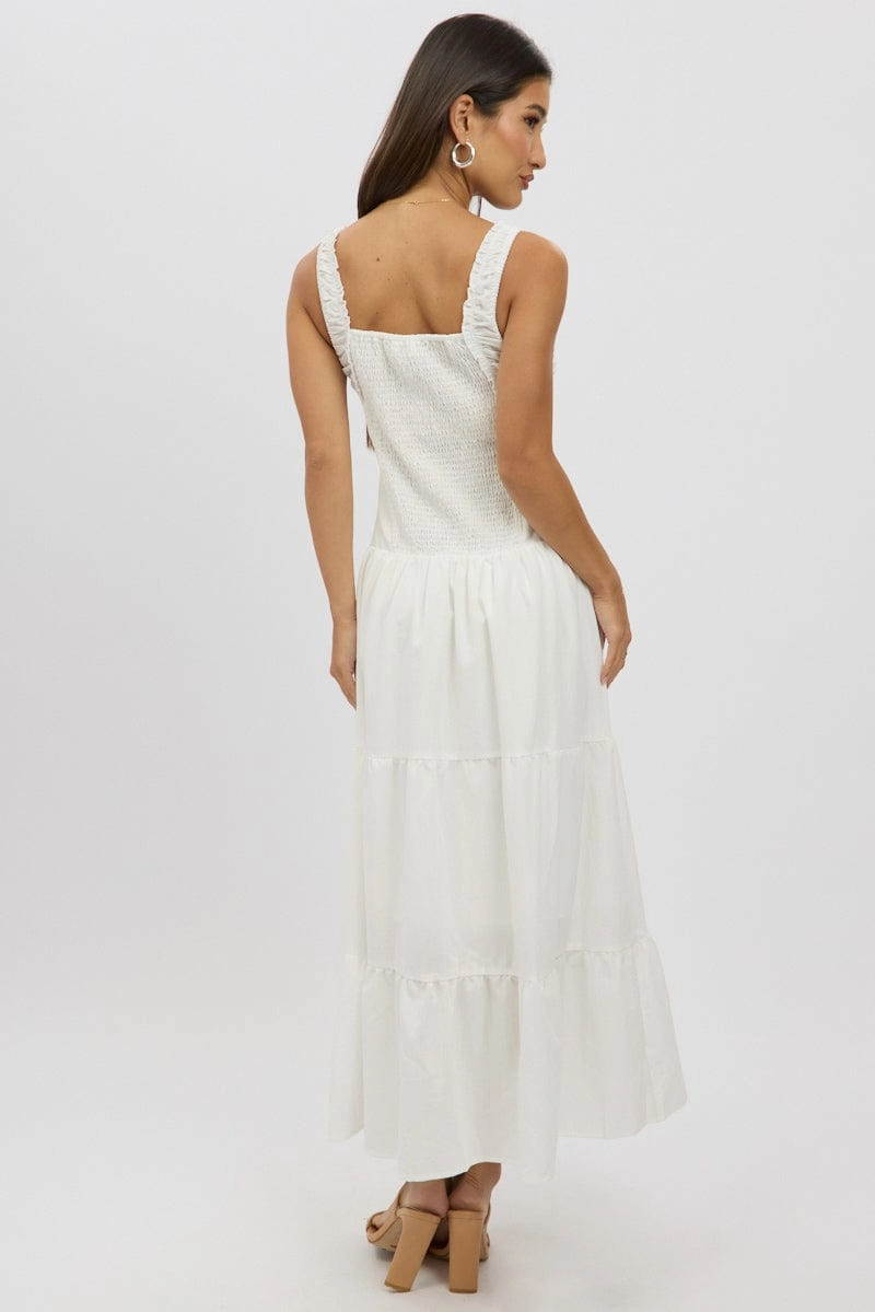 White Maxi Dress Drop Waist