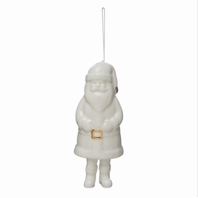 White Stoneware Bell Ornament with Gold Electroplating - 2.5" Round x 6"H