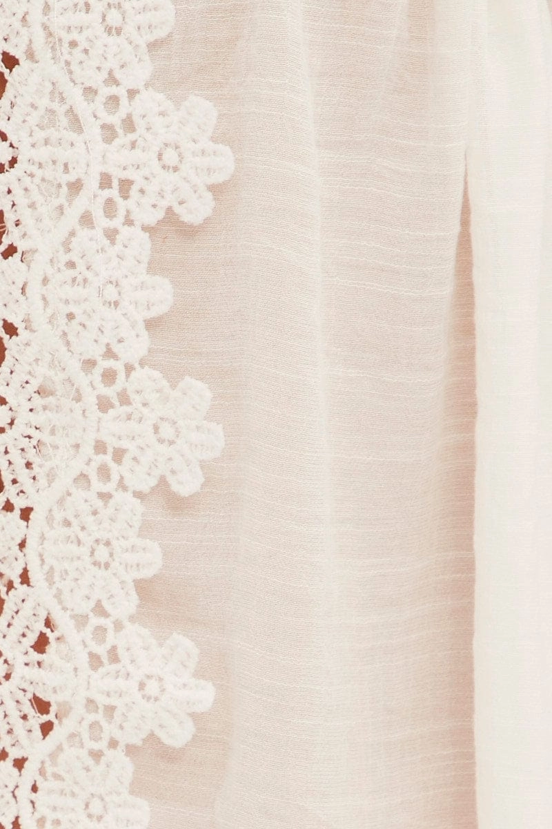White Tie Front Lace Kimono