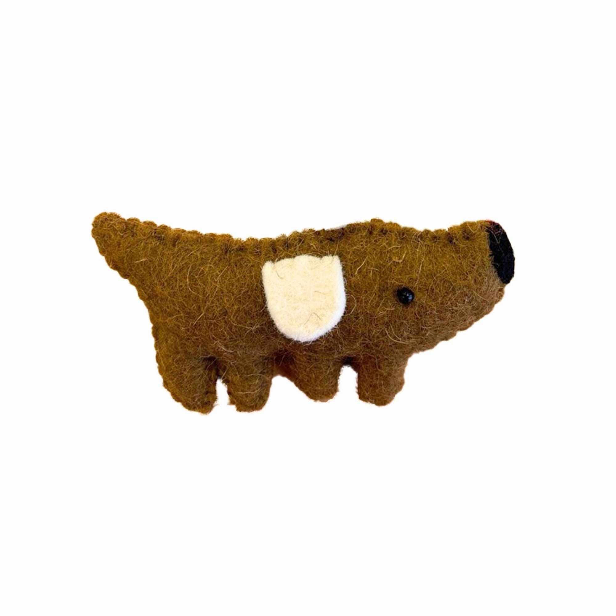 Wool Felt Dog with Stitching Ornament